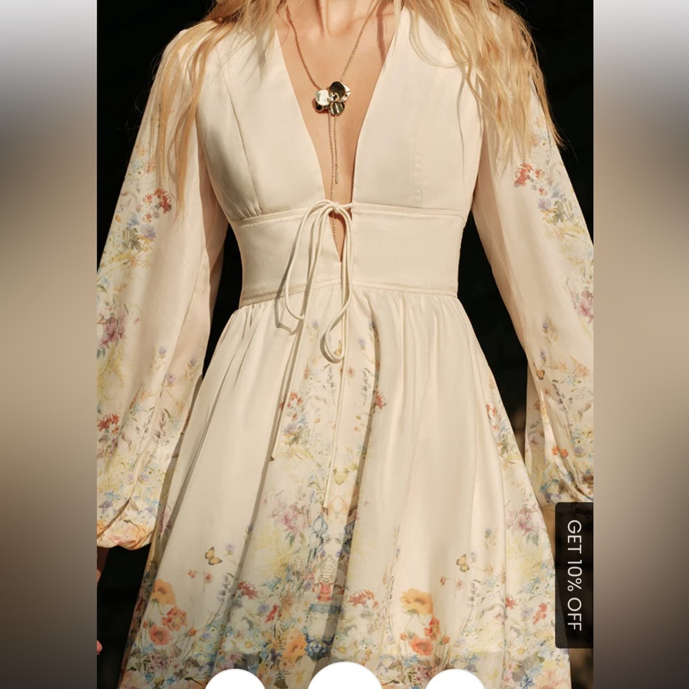 Commense Cream Floral Mini Dress - Picture 2 of 7